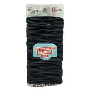 Scunci Elastic Hair Ties No Damage Medium Hold Hair Scrunchy Bands 100PCs #B1110